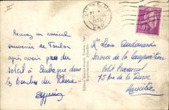 Alrededores de las aduanas de la POSTAL de la VENDIMIA de Toulon una esquina de la trayectoria del guardacostas