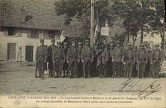 VINTAGE POSTCARD Customs Customs officers Countryside of Alsace the lieutenant colonel Richard and guard of the flag of the 171eme Montreux Old man