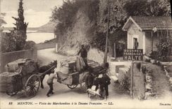 VINTAGE POSTCARD Customs Customs officers Menton Visit of the goods to the French customs