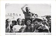 CPA Velo Cycle Cyclisme Emile Vaucher vainqueur et recordman du Mont Faron sur bicyclette GL Gras