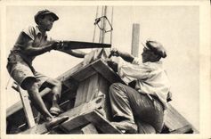 CPM Judaica Juif Israel Jewish builders 