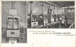 VINTAGE POSTCARD maternal Work of the incubators of children Health Street Cart St Mande Incubator Lion