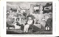 VINTAGE POSTCARD Hypochondriac Sante Stamps of Rowlandson Doctor Mort Skeleton