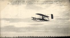 CPA Aviation Avion Grande semaine d'aviation de la Champagne Biplan Wright Comte de Lambert 