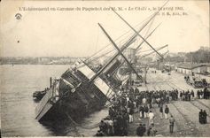 CPA Bateau L'echouement en Garonne du Paquebot des MM Le Chili le 24 avril 1903 Bordeaux