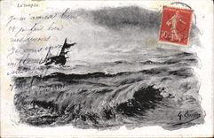 CPA Bateau la tempete