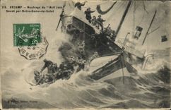 CPA Bateau Fecamp Naufrage du Neil Jess Sauve par Notre Dame du Salut 
