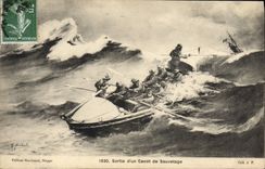 CPA Bateau Sortie d'un canot de sauvetage