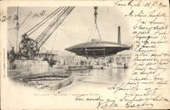 VINTAGE POSTCARD Boat Submarine Goubet Arsenal of Toulon