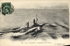 VINTAGE POSTCARD Boat Gymnote Destroyer Submarine