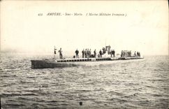 CPA Bateau Sous marin Ampere 
