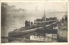 Real photo Boat Submarine Paris Bridge Alexandre III