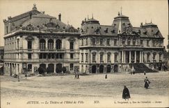CPA Autun Le Theatre et l'hotel de ville