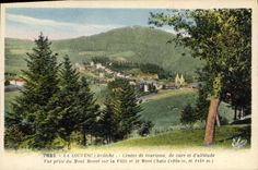 VINTAGE POSTCARD Louvesc Tourist center of Cure and altitude Seen from of the Besset Mount and the mount chaix