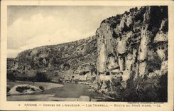 VINTAGE POSTCARD Ruoms Gorges Of Ardeche the Tunnels Road of the bridge of arc