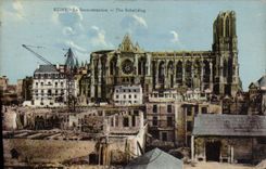 POSTAL Reims de la VENDIMIA la grúa de reconstrucción de Militaria