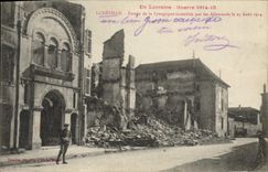 CPA Judaica Juif Luneville Entree de la synagogue incendiee par les allemands Militaria 