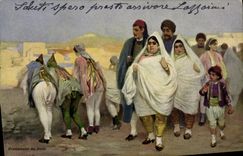CPA Judaica Juif Tunisie Promenade de juifs 