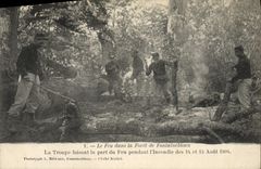 CPA Sapeurs Pompiers Le feu dans la foret de Fontainebleau La troupe faisant la part du fen pendant l'incendie 