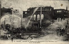 CPA Sapeurs Pompiers Nantes Incendie du Theatre de la Renaissance 19 decembre 1912 a 6 1/2 du matin 