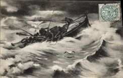 VINTAGE POSTCARD Lifeboat in danger