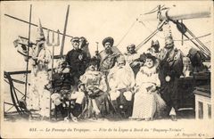CPA Bateau Le passage du Tropique Fete de la ligne a bord du Duguay Trouin