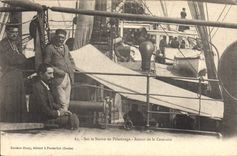 Barco de la POSTAL de la VENDIMIA en la nave de la vuelta del peregrinaje de la caravana