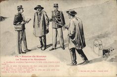 Sonrisa del oficial de policía de la fuerza de policía de la POSTAL de la VENDIMIA de la tenencia de Morvan ellas y el gendarme de los resultados