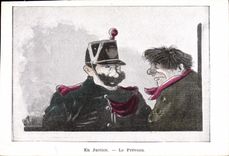 Oficial de policía de la fuerza de policía de la POSTAL de la VENDIMIA en justicia el ilustrador del demandado