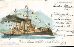 VINTAGE POSTCARD Boat R Marina Italiana Holy Good