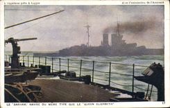 VINTAGE POSTCARD Bateau Barham ship of the same type that Queen Elizabeth