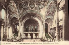 VINTAGE POSTCARD Aix les Bains the hall of the large circle the entry of the Theater