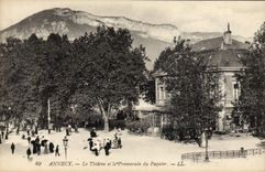 VINTAGE POSTCARD Annecy the Theater and the walk of Paquier