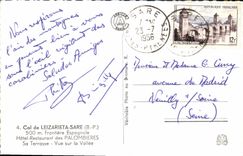 MODERN CARD Collar of Leizarieta Sare Hotel Restoring of Palombieres Its terrace Seen on the valley