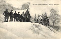 VINTAGE POSTCARD Customs Customs Customs officer snow with the Balloon of Alsace the hut of the customs