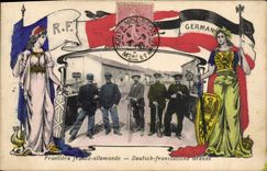 VINTAGE POSTCARD Douane Customs Customs officer Free German Border Velo Cycles