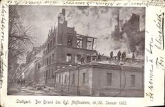 CPA Sapeurs Pompiers Stuttgart Der Brand des Kgl Hoftheaters 19 20 januar 1902