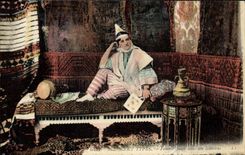 VINTAGE POSTCARD Jewish Judaica Jewish Woman in her interior