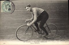 CPA Velo Cycle Cyclisme Sprinter americain Menus Bedell