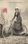 CPA Velo Cycle Cyclisme Femme