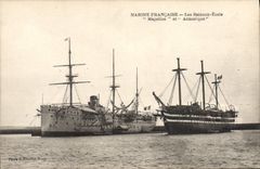 VINTAGE POSTCARD Boat the boats School Magellan and Armorique