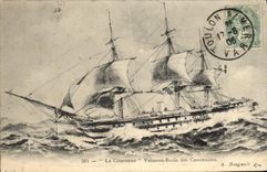 VINTAGE POSTCARD Boat the Crown Vessel School of the Gunners