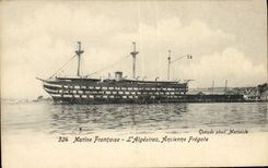 VINTAGE POSTCARD Boat Algeciras Old frigate