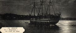 VINTAGE POSTCARD Brest Boat Magellan with the moonlight