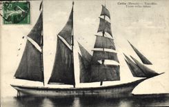 VINTAGE POSTCARD Boat This Three Chechmates All sails outside