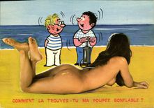 CPM Nu erotique Femme Comment la trouves tu ma poupee gonflable 