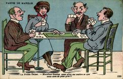 CPM Nu erotique Femme Humour partie de Manille Monsieur Gaston vous allez me mettre ce que vous avez de plus gros 