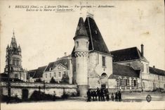 VINTAGE POSTCARD Bresles the old castle View Currently Entered of the town hall and Gendarmerie