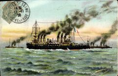 VINTAGE POSTCARD Bateau Jeanne d' Arc Cruiser Armours