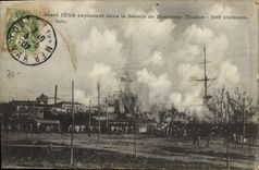 VINTAGE POSTCARD Bateau armours It Iena exploding in the basin of Missiessy Toulon 200 victims